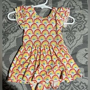 3-6 Little Sleepies Primary Rainbows Twirl Dress w/ Bodysuit